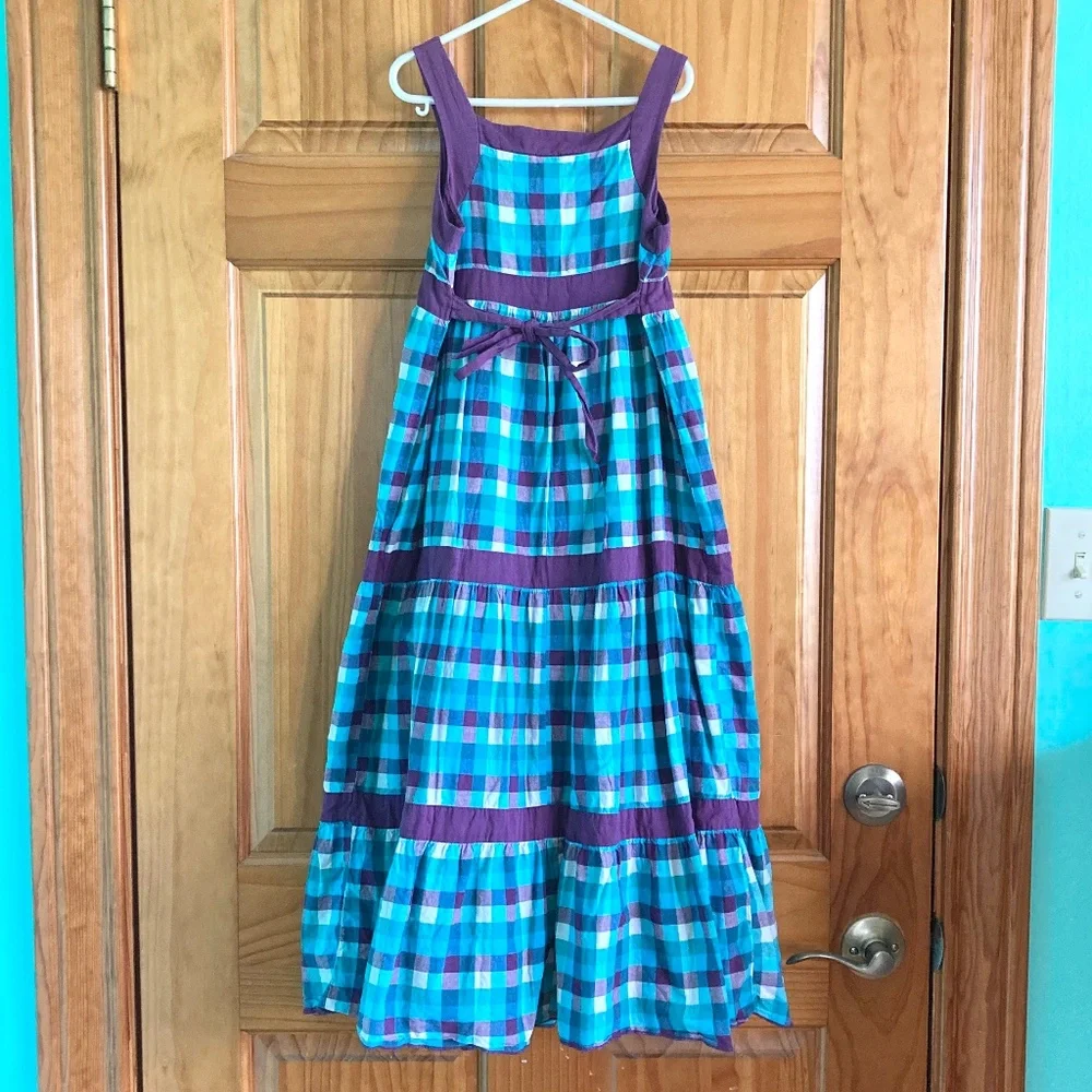 Girl’s size medium Kandy Kiss purple and turquoise checked sleeveless dress